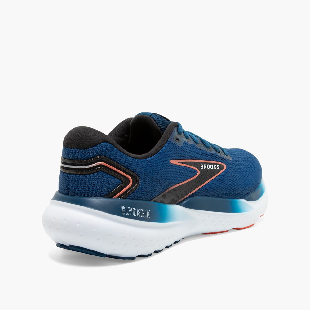 Chaussures Running Route Brooks Glycerin 21 Bleu Noir Homme | NOK-0419097